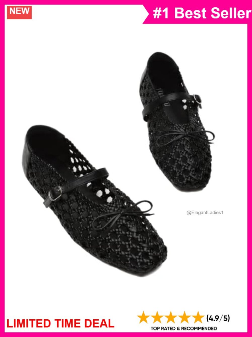 Woven Mary Jane Ballet Flats Mesh Buckle Strap Comfort Shoes
